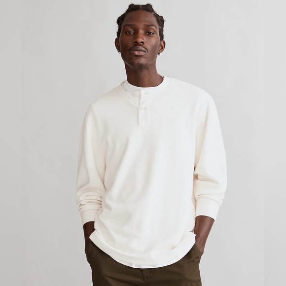 NWOT Men’s Madewell Textured Long-Sleeve Henley Tee Size Medium - Picture 1 of 10